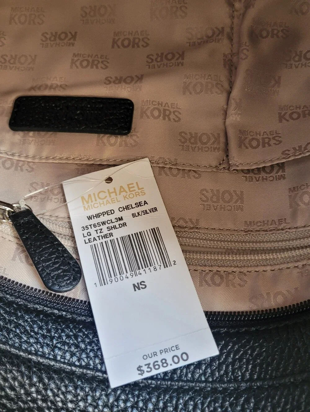 *NWT Michael Kors Whipped Chelsea Black Pebbled Leather Chain Shoulder Bag